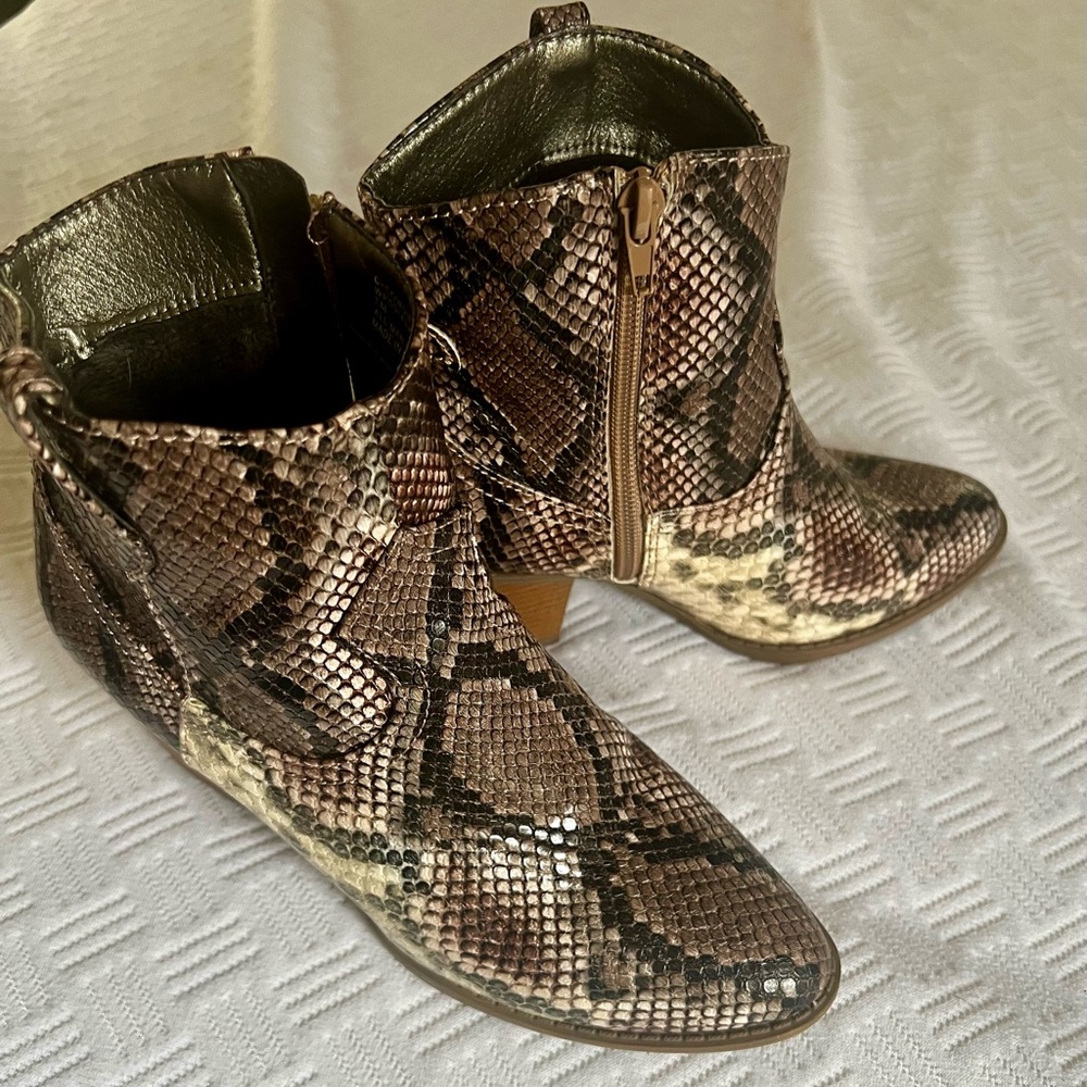Faux Snakeskin Ankle Boots